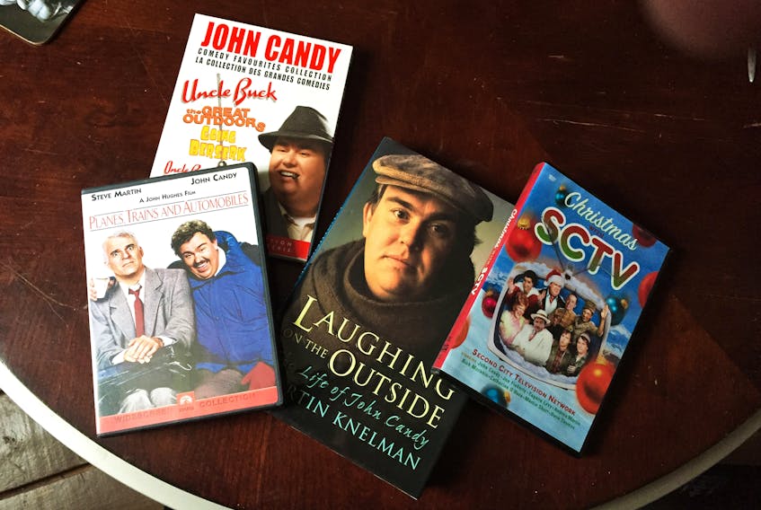 DVDs featuring well known and beloved movies starring Candy, as well as some SCTV Christmas skits, and a book written about the late, great Canadian comedic actor.