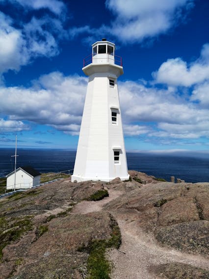 While in Newfoundland last summer, I had the pleasure of visiting Cape Spear.  Cape Spear is a headland located on the Avalon Peninsula, not far from St. John's. It is the easternmost point in Canada and North America, excluding Greenland. Gary Mitchell was fortunate to get these great photos on a fog-free day.  These lighthouses were constructed in 1835 and operated from 1836 -1955 when a new concrete Lighthouse was installed.