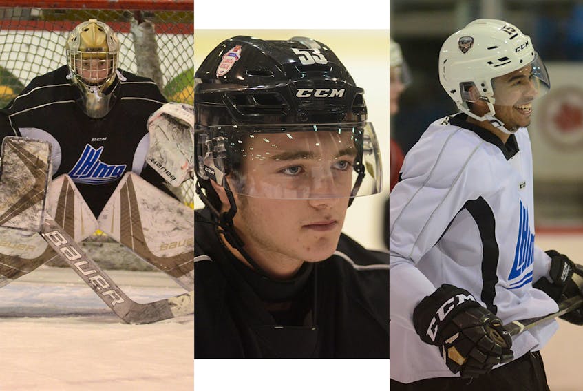 From left, Matthew Welsh, Noah Dobson and Pierre-Olivier Joseph have been invited to try out for Team Canada’s entry at the world junior hockey championship.