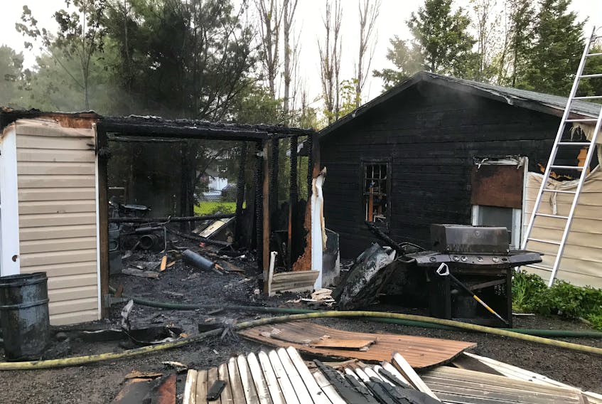 Two garage structures in Falmouth, including three ATVs, were destroyed by an early morning fire on June 3. Hantsport deputy fire chief Paul Maynard said the homeowner and neighbour’s efforts with a garden hose, could have saved the nearby home.