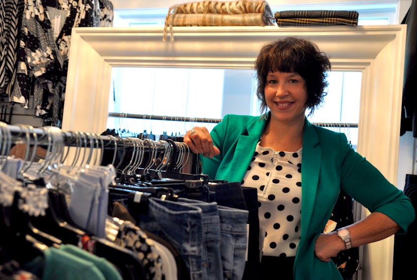 Liz Huntley stands inside her newly opened LIV Fashion Boutique shop in Kentville, located at 294 Main Street.