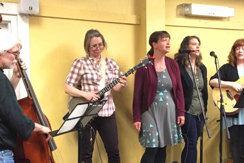 The Dearlies performed at the Wolfville Farmers’ Market recently. The band, which formed in 2016, are sisters Jenny and Meagan Osborn, Rebecca MacDonald and Kim Barlow. They were joined by guest musician Peter Williams.