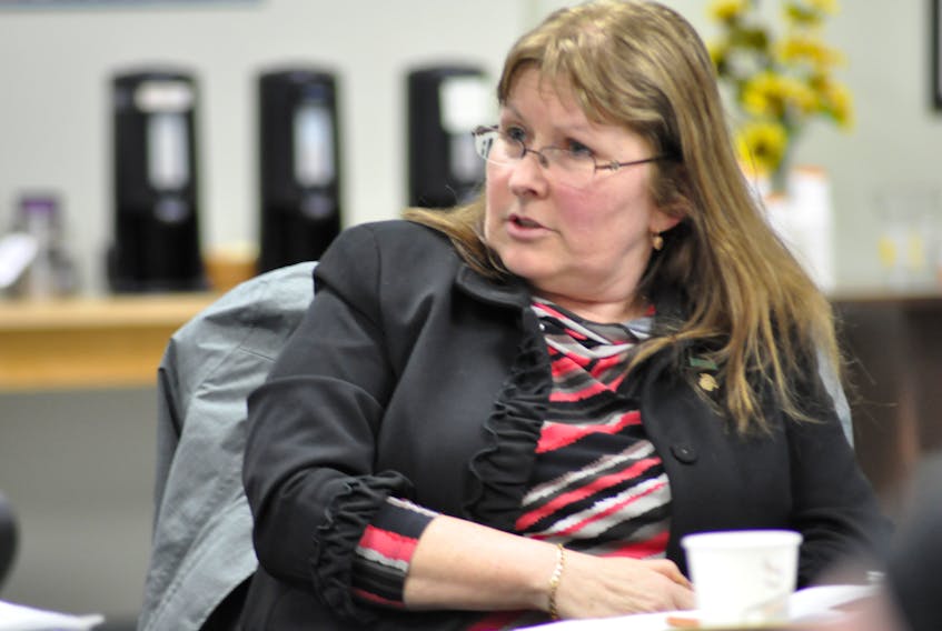 Former Annapolis Valley Regional School Board member Jackie Foster is pictured at a board meeting in April 2017 wherein the contentious issue of proposed start time changes for West Kings District High School was discussed.