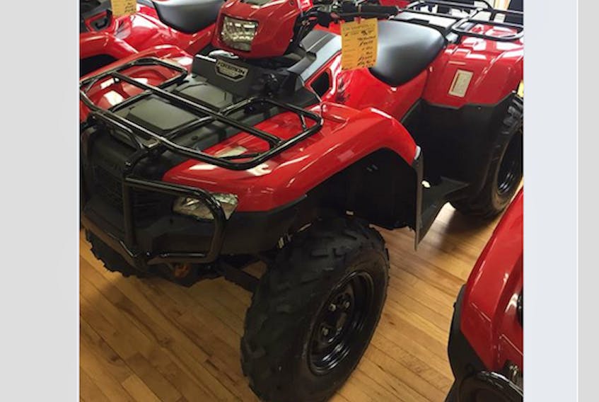 Anthony Morse of Morse’s Farm Ltd. in Berwick is turning to the public for information that could lead to the successful recovery of this 2017 Honda 500 Foreman stolen from a barn on his Main Street property in the wee morning hours the weekend of July 8.