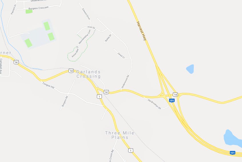 This map shows Underwood Road, which leads to The Crossing, a retirement community. A West Hants councillor is hoping the provincial government will look into ways to ease traffic concerns for residents as motorists are speeding along the narrow road.
