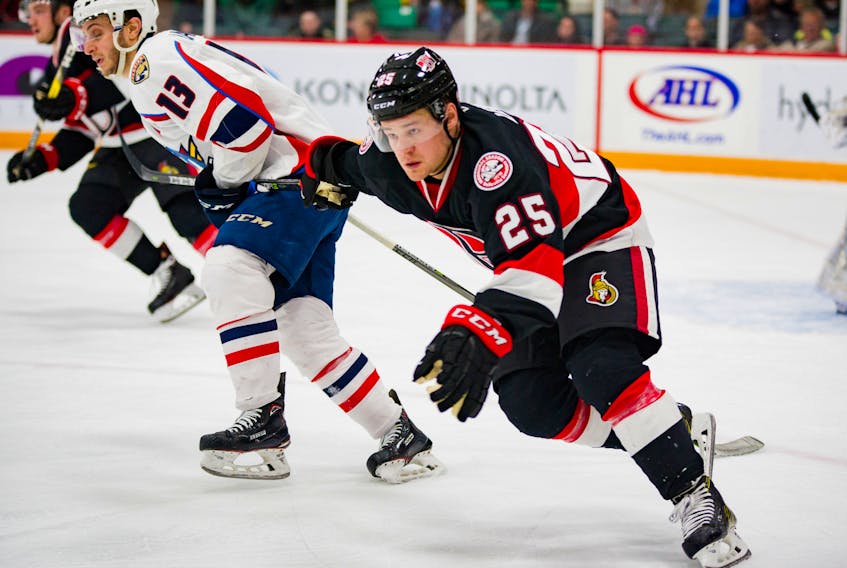 Former Acadia Axemen Boston Leier has turned some heads with his first foray into professional hockey with the Belleville Senators.