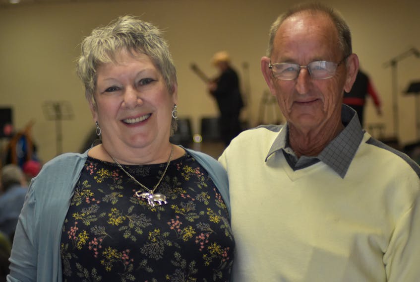 Faye and Richard Houghton of Coldbrook are pictured at a well-attended benefit show hosted in their honour April 15. The couple lost their home and belongings as a result of a fire in February.