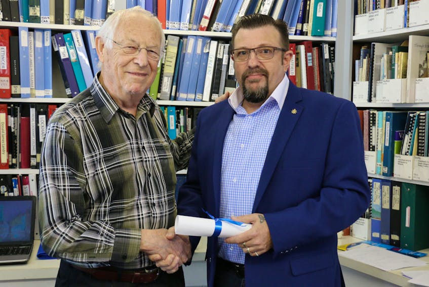 John Wilson, a long-time volunteer and president of the West Hants Historical Society, recently handed the reins of the organization over to Kel Hancock.