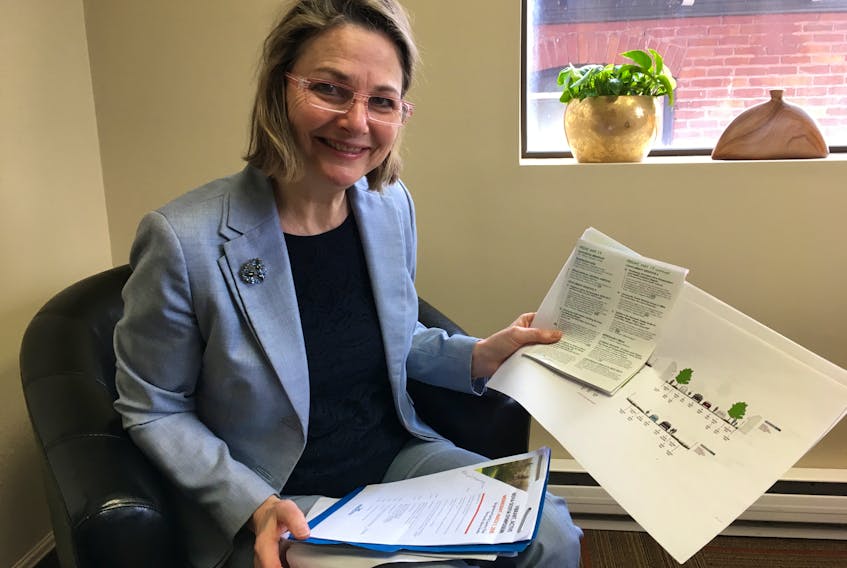 Kentville Mayor Sandra Snow holds documents pertaining to the proposed Webster Street Beautification and Traffic Calming Project that recently received some mixed reviews in council chambers.