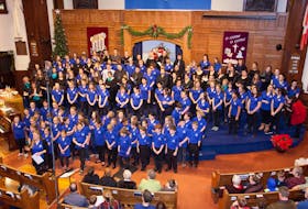 This photo taken at the December Annapolis Valley Honour Choir reunion shows both the senior and junior choristers. (Heather Rushton)