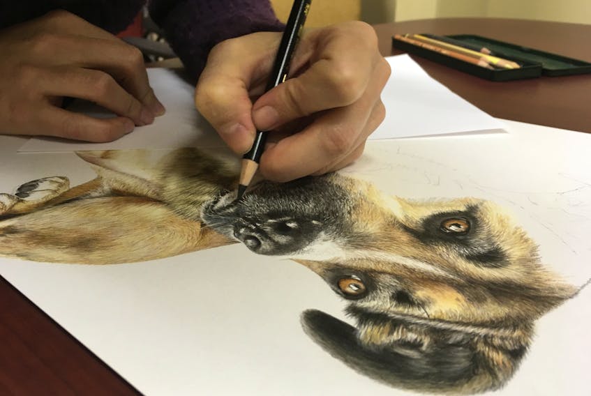 Genevieve Beique of Auburn creates vibrant pet portraits and wildlife drawings for customers as far off as the United States through an Etsy shop she started for Simply Art by Genevieve.