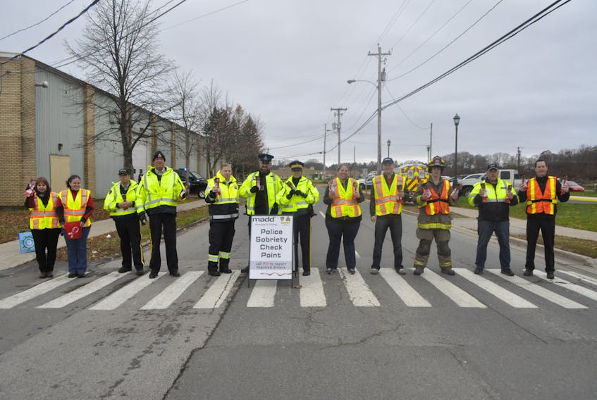 This photo was taken at MADD Annapolis Valley’s 2016 Project Red Ribbon check point in Kentville. MADD regional manager for the Atlantic Provinces Susan MacAskill, left, says we’re ill prepared from a law enforcement perspective for the potential increase in drug impaired driving that could result from the legalization of recreational cannabis.