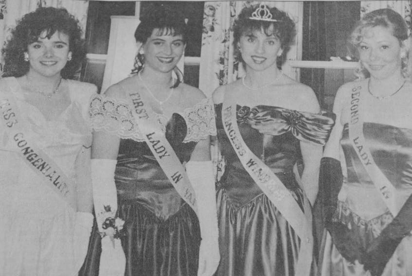 Out of nine competitors, Angela Tracy Quinn, 19, pictured second from right, was chosen as Princess Windsor 1994. Pictured with her, from left, were Miss Congeniality Angela Sanford, of Upper Burlington, First Lady-in-Waiting Jan Fraser, of Windsor, and Second Lady-in-Waiting Jan Hunter, of Ellershouse.