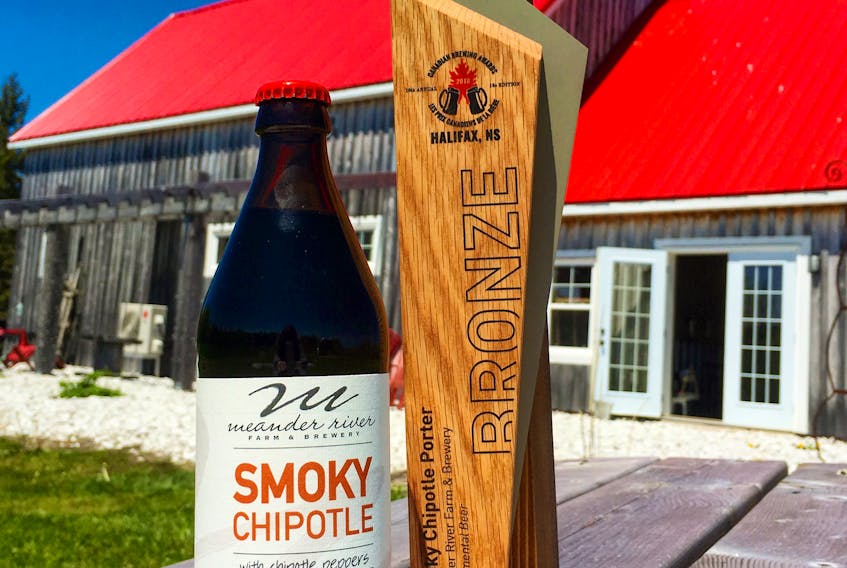 Meander River Farm and Brewery’s smoky chipotle porter recently received bronze in the experimental beer category at the Canadian Brewing Awards.