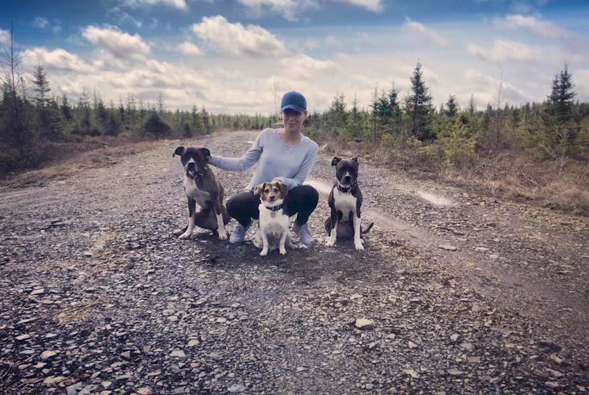 Krystal Lowe with Jewels (left), Lilly, and Tia. The four were in a tight spot on May 2, 2018 following an incident that lead them to being trapped by the tides at Burntcoat Head Park. Luckily everyone was rescued.