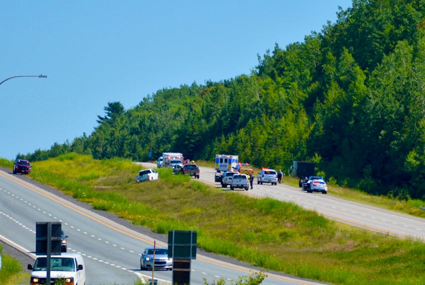 Emergency crews were on scene of a vehicle collision on Highway 101 near Ellershouse on July 10, 2018.