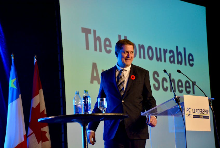 Conservative Party of Canada leader Andrew Scheer speaks at the PC leadership convention in Halifax last October. Scheer has been a vocal critic of the federal government's carbon tax plan.