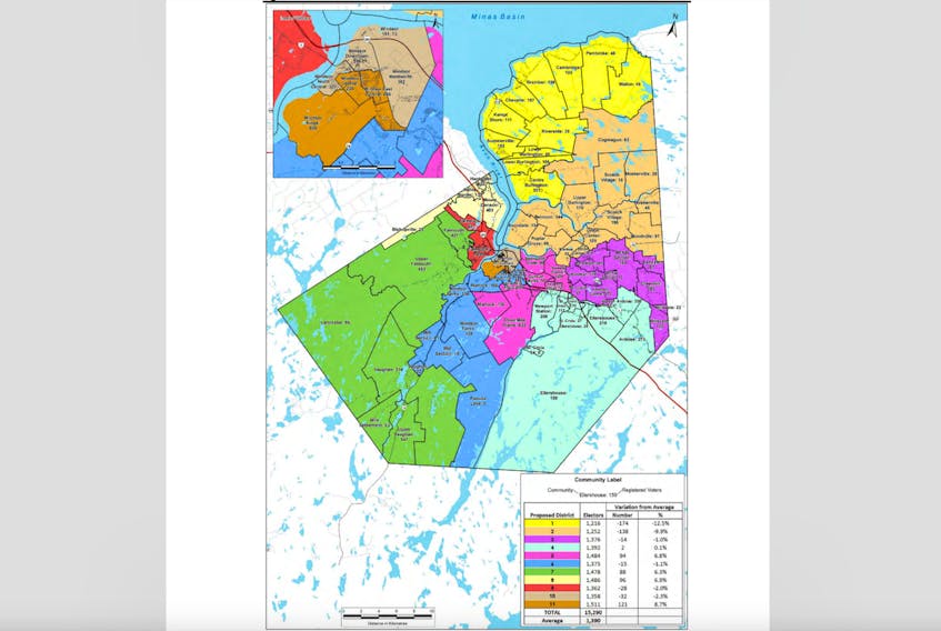 The Co-ordinating Committee decided to move forward with 11 electoral districts for the new Windsor-West Hants regional government.