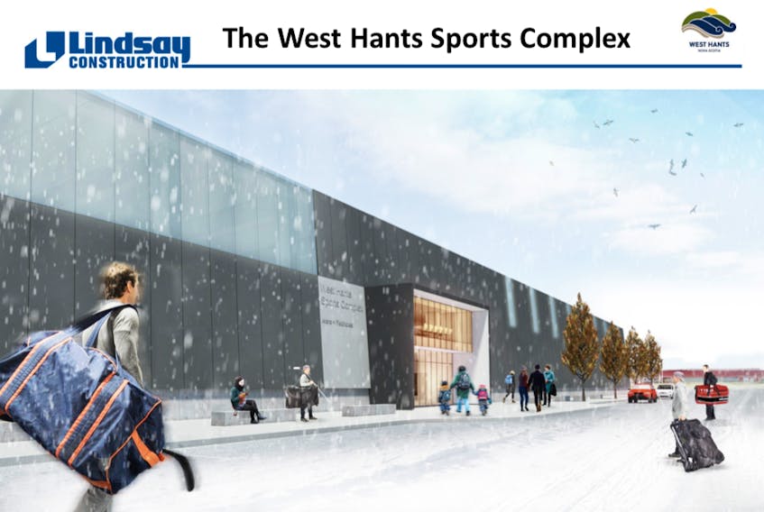 Artistic renderings showing Lindsay Construction’s proposal for the West Hants Sports Complex.