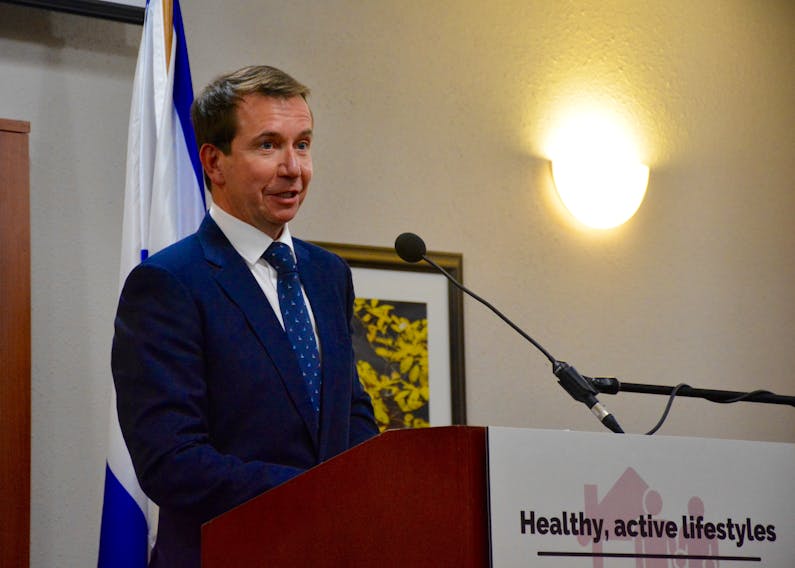 President of the Treasury board and Kings-Hants MP Scott Brison announces $4.4 million in federal funding towards a Windsor-West Hants hockey arena/indoor soccer field facility.