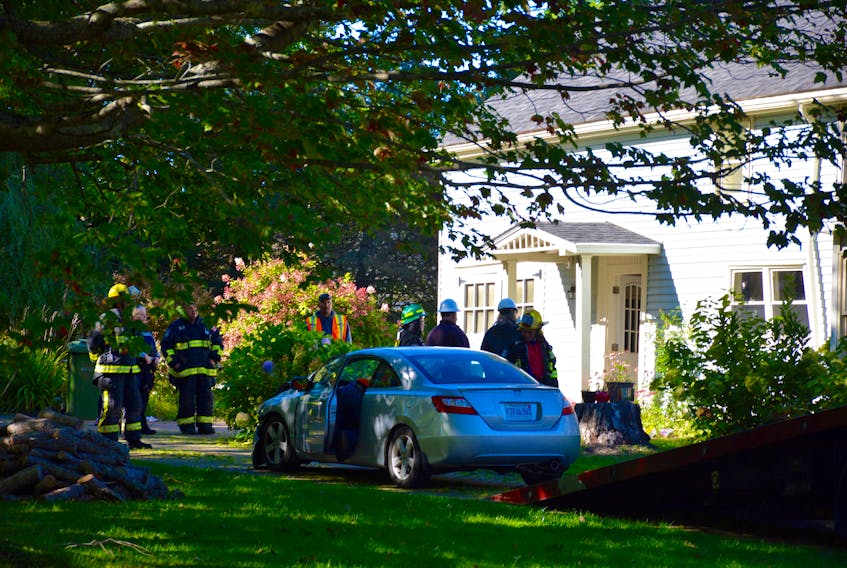 A home along Main Street in Hantsport suffered damage after a car lost control and smashed into the side.