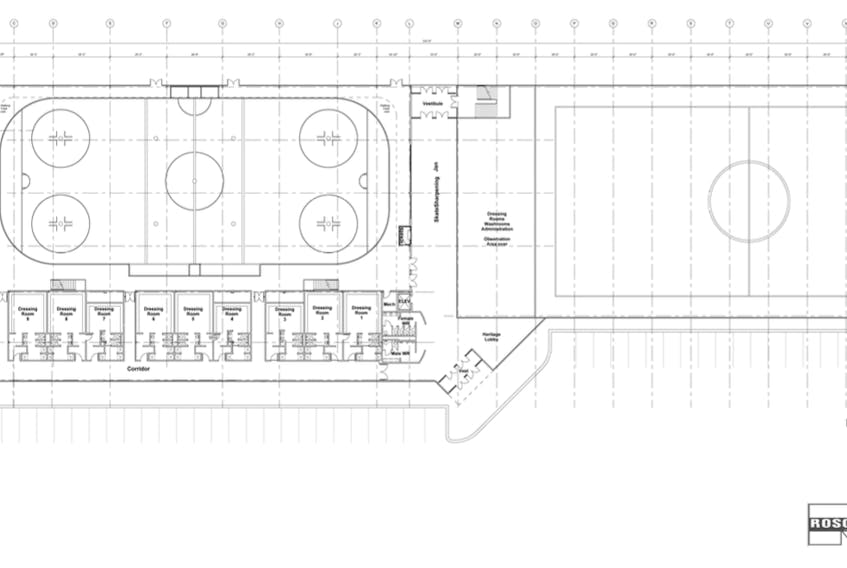 A preliminary floor plan for West Hants’ hockey arena/indoor soccer facility. Initially planned to be built in two phases, West Hants is now considering building the entire facility at once, if other levels of government help with funding.