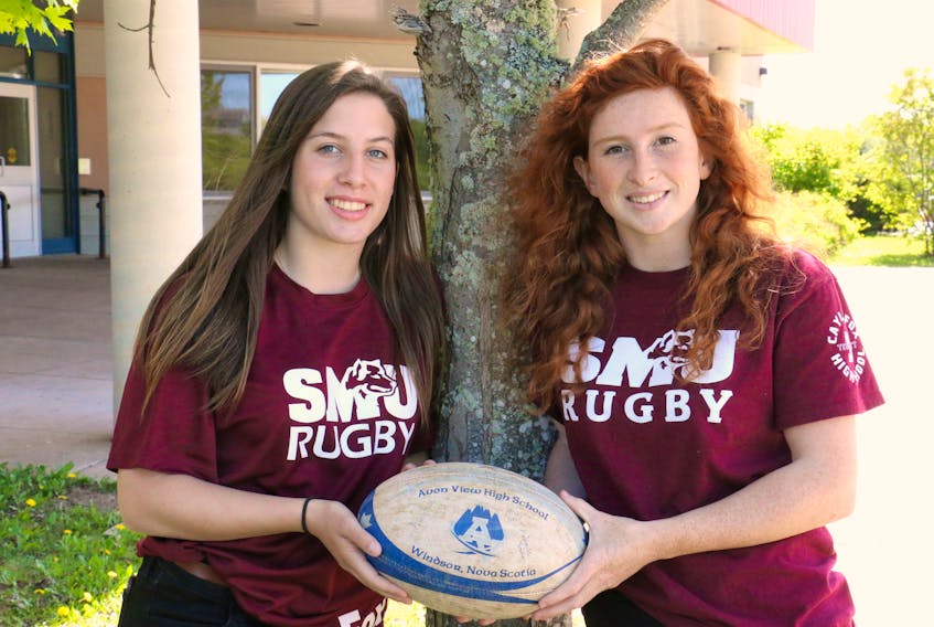 Haley Verge and Paige Parker are all-star performers on the rugby pitch for Avon View, and have both been scouted to play for Saint Mary's University.