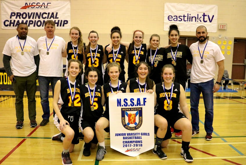 The Horton Griffins won provincials on their home court in late February to earn the title of provincial Junior Varsity Girls Basketball Champions.