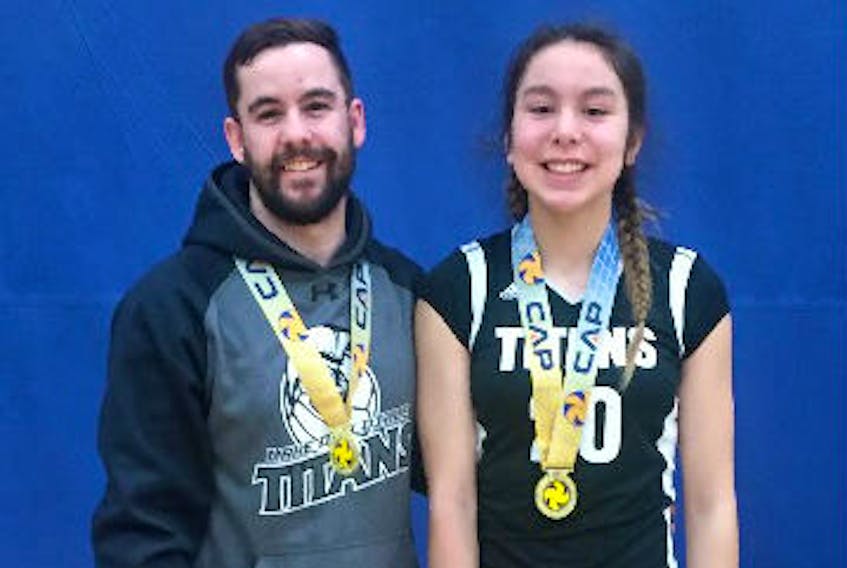 Volleyball coach Shane Thomas and Lake Melville School student Grace Tuglavina are representing Team Newfoundland and Labrador at the upcoming Eastern Elite Volleyball Championships.