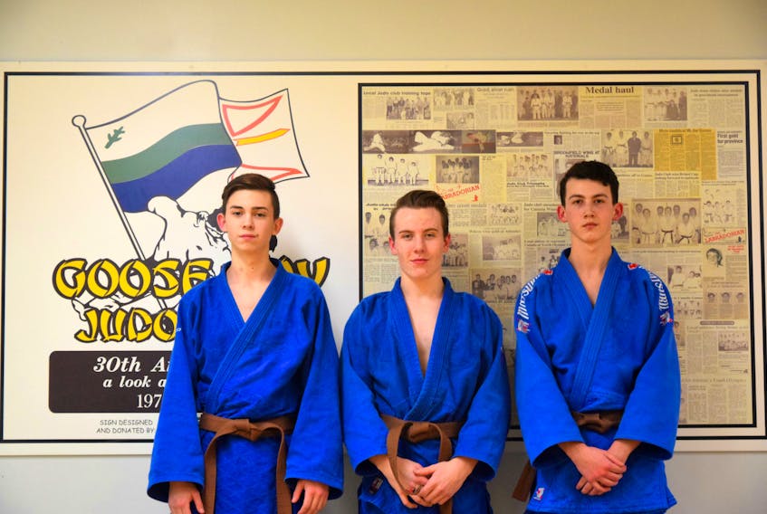 From left, Nolan Walsh, Tyler Russell and Josh Blake will be competing in the Canada Winter Games in 2019 representing Team Newfoundland and Labrador in judo.