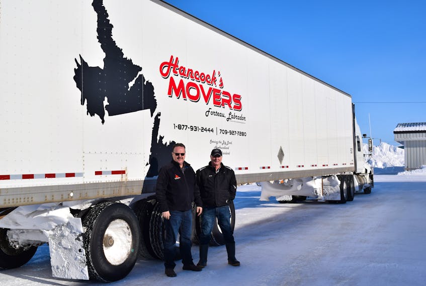 Hancock Movers of Forteau delivered donated furniture, appliances and kitchen items to Libra House free of charge, all the way from Bull Arm in Newfoundland. Junior Hancock, left, and Mike Normore drove the items up to help the shelter.