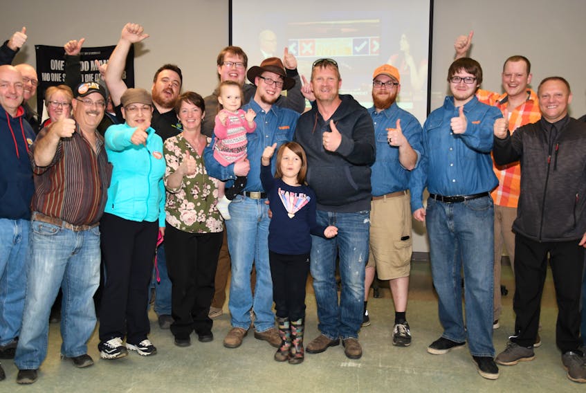 Supporters and family of Jordan Brown at his headquarters as he was declared winner in Labrador West. Since the vote spread was only five votes, there will be an automatic recount. For more election coverage see A12.