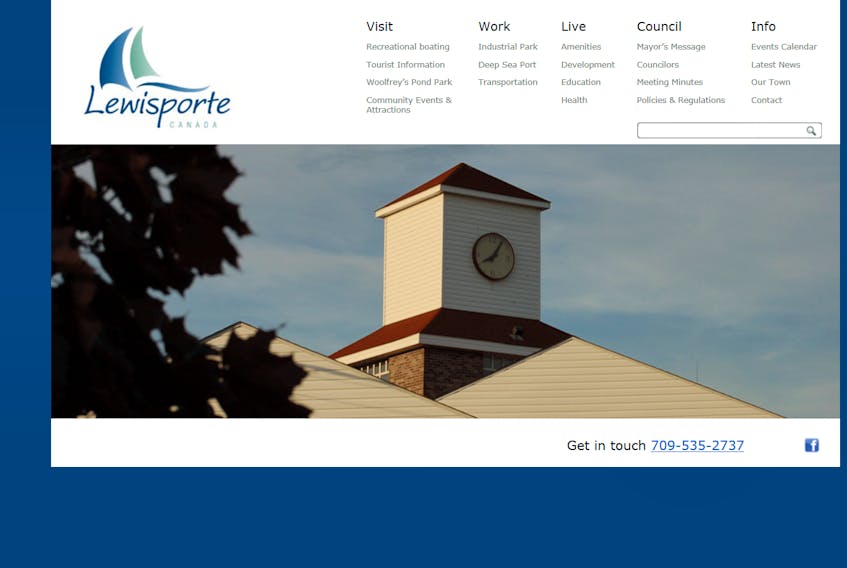 The current website for the Town of Lewisporte, which director of recreation and tourism Chris Watton says is old and outdated.