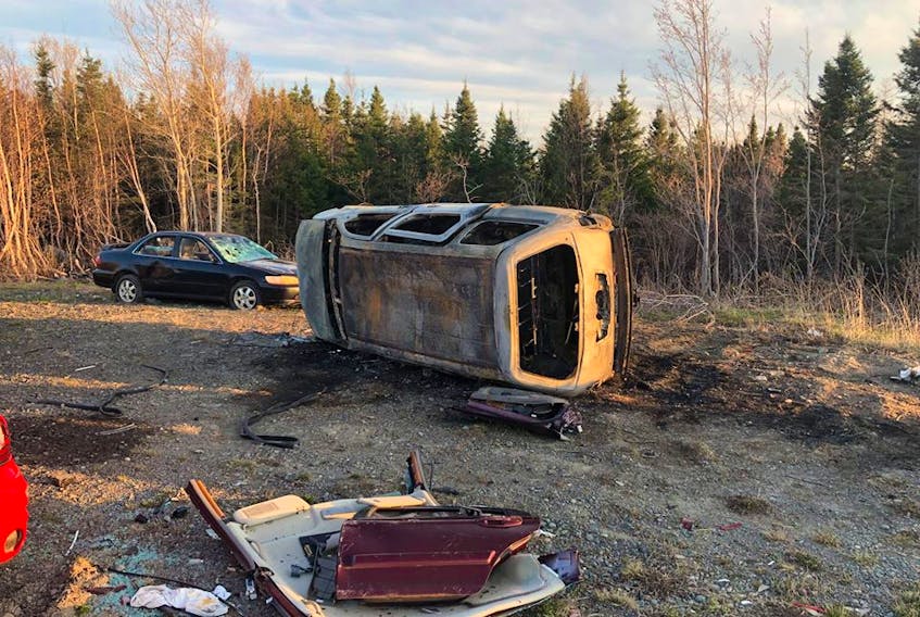 The vehicle that, according to fire officials, was set ablaze on the night of May 15 in Lewisporte.