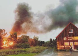 A vacant house near Uncle Leo's Brewery in Lyons Brook caught fire on Tuesday evening. PHOTO COURTESY OF UNCLE LEO'S
