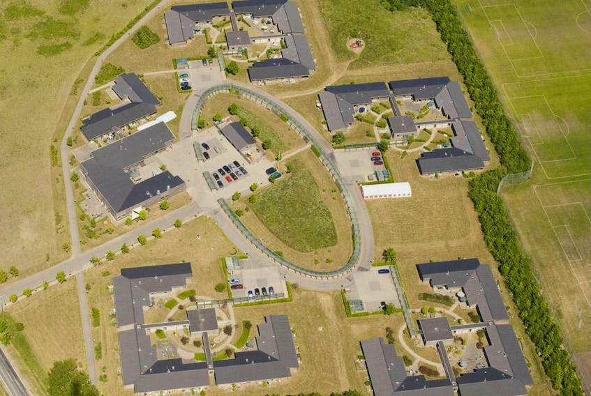 An aerial view of the layout at Plejecentret Lillevang, showing each of the four units and the Central building, located in Farum outside of Copenhagen, Denmark. The facility was designed as a multi-purpose nursing home of the future.