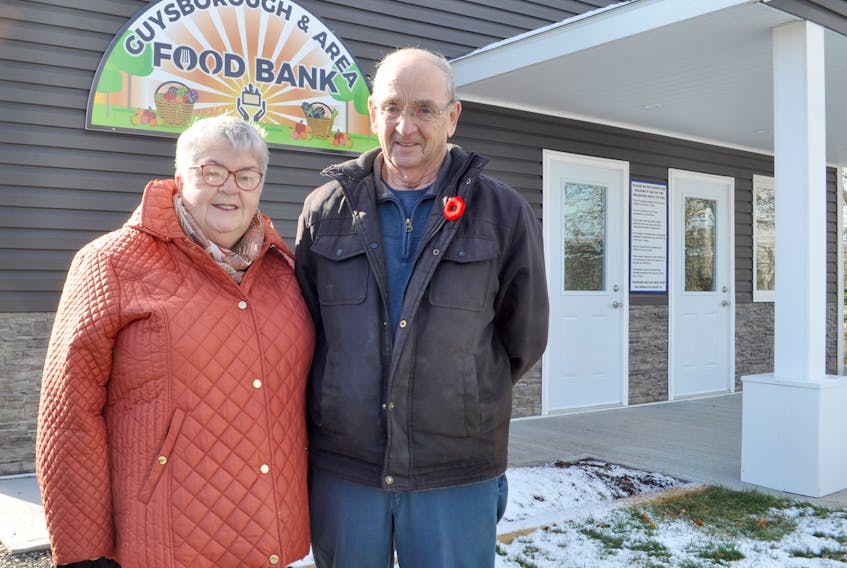 Elizabeth and Myles Connolly volunteer their time with the Guysborough and Area Food Bank. Elizabeth looks after paperwork, while Myles is the chairperson.