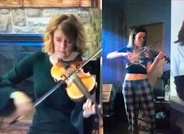 Natalie MacMaster plays along with a video Emily Tuck's Online Kitchen Party performance as part of the Nova Scotia Remembers virtual vigil in honour of the victims of a mass shooting. Tuck, 17, was one of those killed.