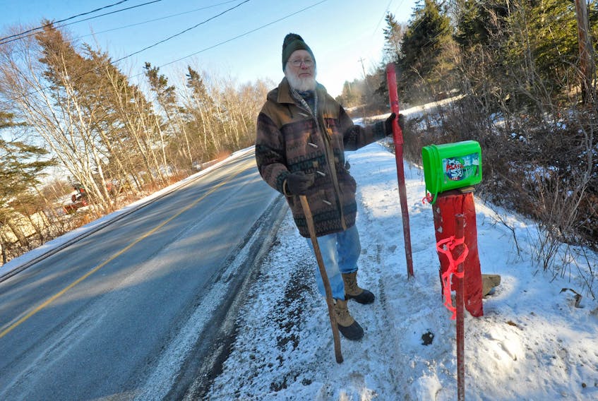 Richard Farrow’s gone from using buckets to cat litter bins for mailboxes, but no means of defense seem to be able to protect his regular mailbox from getting clipped by snow plows.