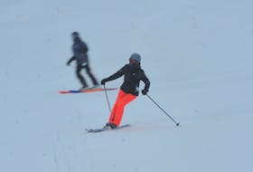 A skier glides to the bottom of the slope at Marble Mountain. STEPHEN ROBERTS / THE WESTERN STAR
