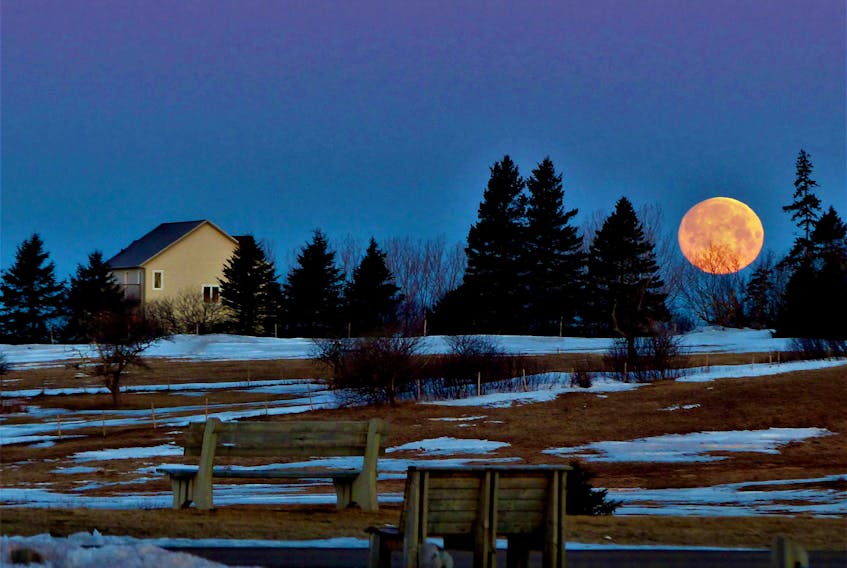 Chris Marshall's captured the moon over Cornwall, P.E.I., Wednesday morning, March 20, just before the almost full "sap moon" dipped below the horizon.
