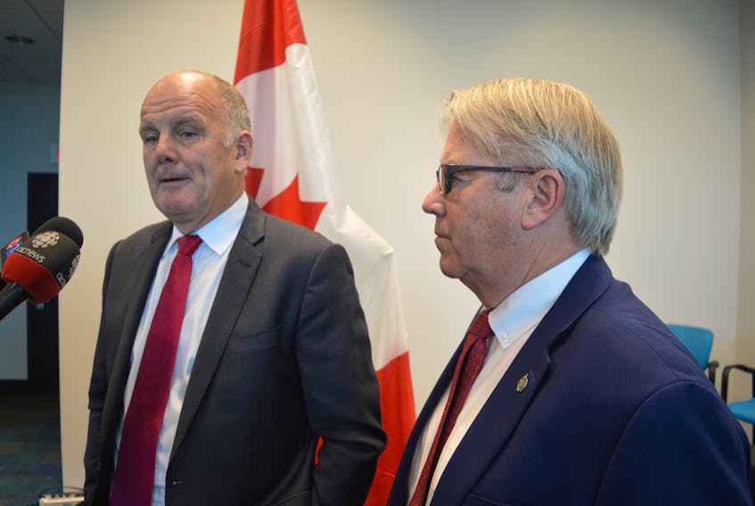 Sydney-Victoria MP Mark Eyking and Cape Breton-Canso MP Rodger Cuzner announced 44 new Health Canada payroll support jobs will be based in New Waterford at an event in the community Tuesday.