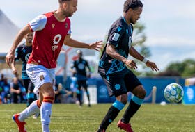HFX Wanderers attacking midfielder Alex Marshall controls the ball during a match at the 2020 Island Games season tournament in Charlottetown. - Dylan Lawrence / HFX Wanderers