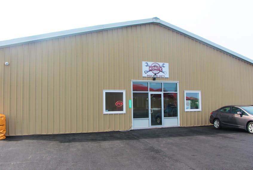 The exterior of Midnite Automotive location at 3998 South River Road in Antigonish.