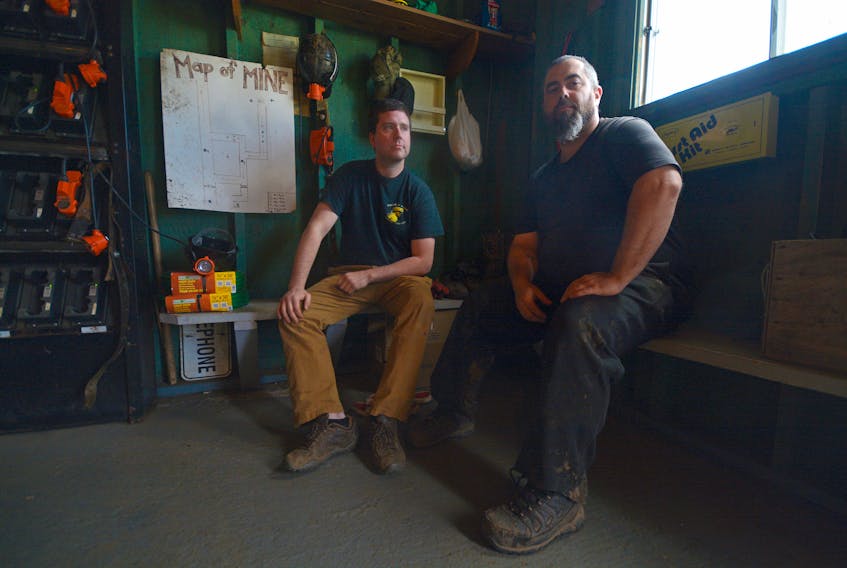 A new generation of miners are working underneath Springhill, but instead of coal Tony Dowe (left) and Tony Somers are coaxing memories from the earth for visitors to the Springhill Miners Museum and Tour-A-Mine.