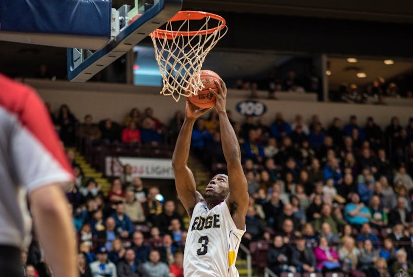 Montay Brandon had 20 and grabbed 17 of his team's 69 rebounds in helping the St. John's Edge defeat the KW Titans Thursday night. — Ryan MacLellan/St. John's Edge