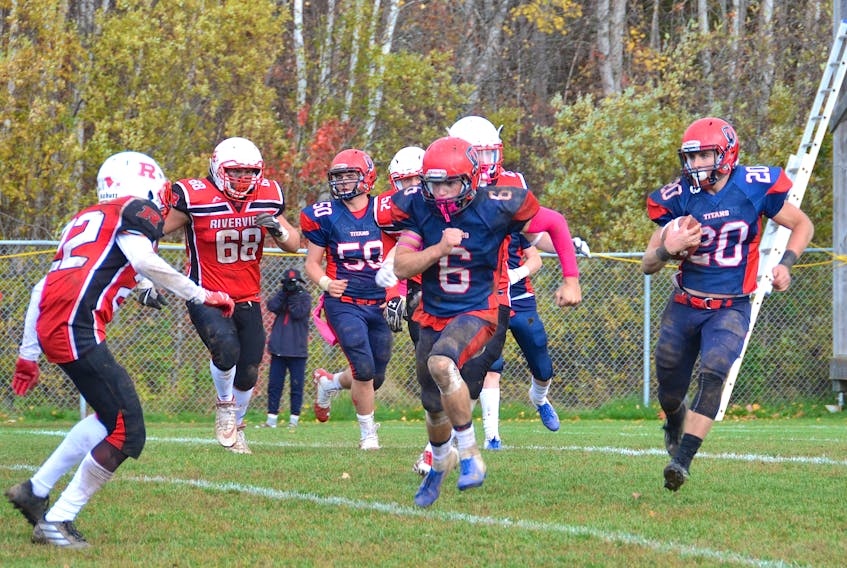 It was apparent the Riverview defense was geared up to slow down the Titans’ key running back Owen O’Neal, but the Sackville squad showed a variety of attacks in Saturday’s game, earning them a 23-14 win.