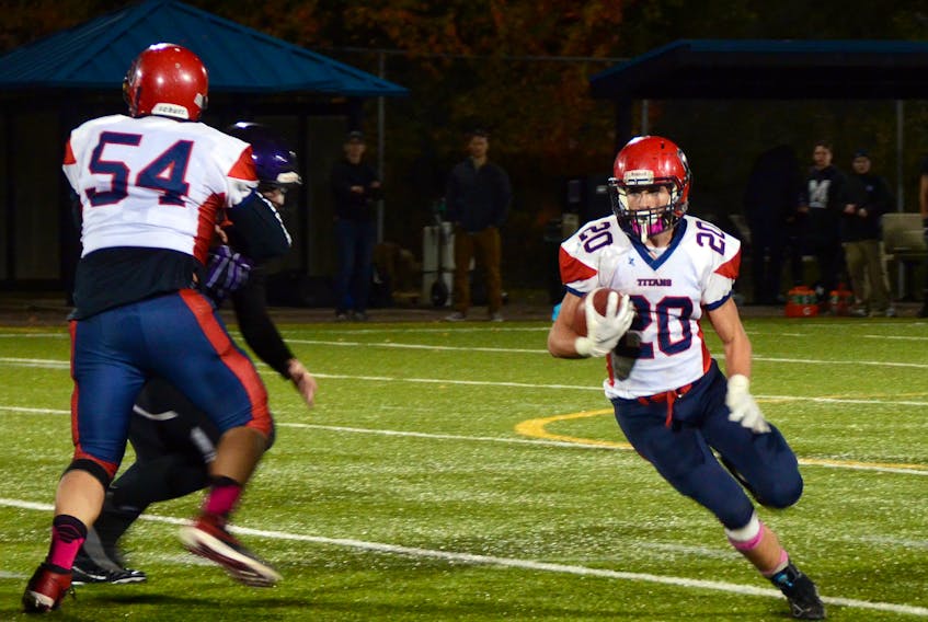 Titan Owen O’Neal racked up massive yards in Friday night’s game against the host Moncton Purple Knights.