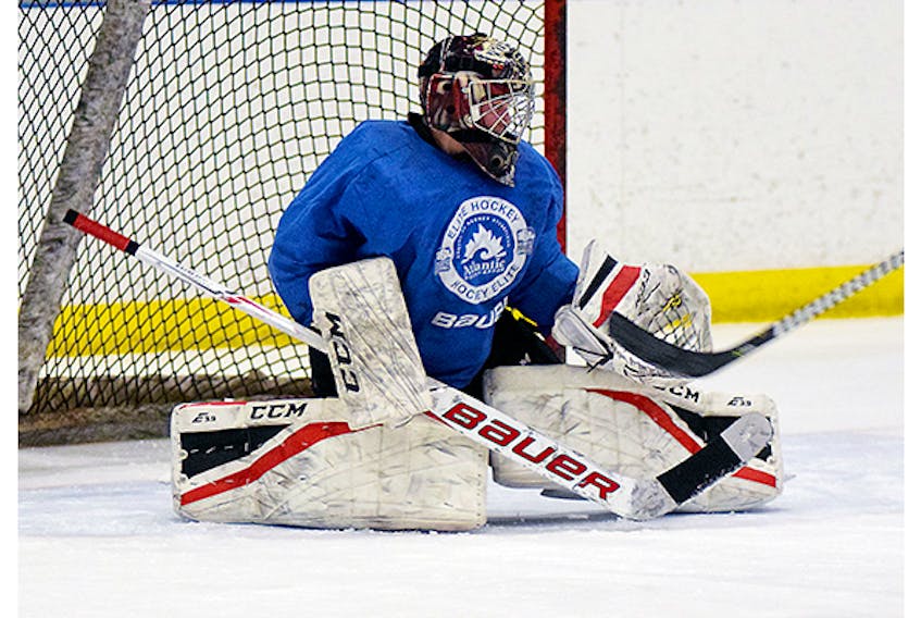 Thomas Gariepy of the Pictou County Major Bantam Bombers at practice this week.
