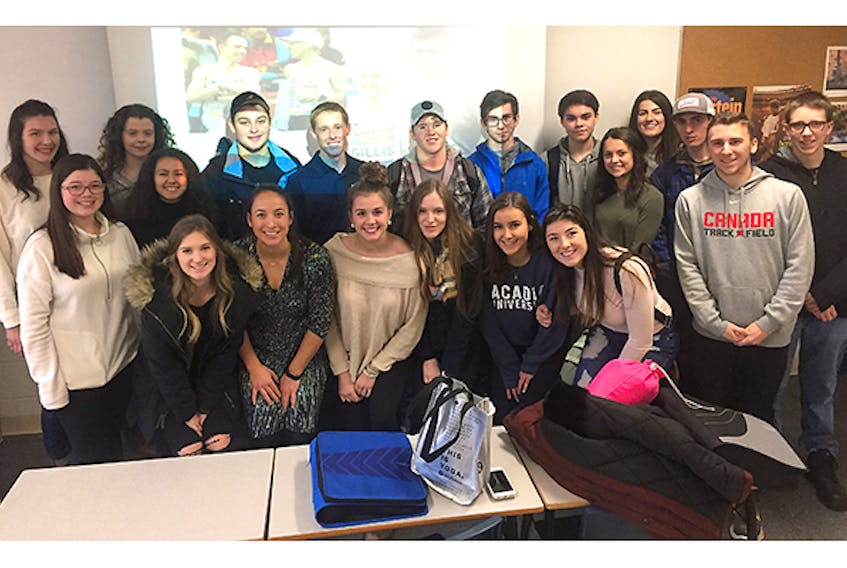 On Thursday, the Exercise Science 12 students at NNEC were fortunate to have three-time Olympian Eric Gillis visit their classroom.